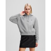 Karl Lagerfeld, Kurzer Hoodie Mit Ikon-aufnäher, Frau, Hellgrau Mel, Größe: XL Karl Lagerfeld, Kurzer Hoodie Mit Ikon-aufnäher, Frau, Hellgrau Mel, Größe: XL von Karl Lagerfeld