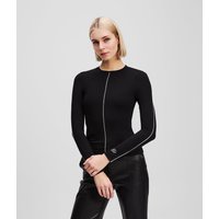 Karl Lagerfeld, Langärmeliges Top Mit Kontrastierender Paspelierung, Frau, Schwarz, Größe: XS Karl Lagerfeld, Langärmeliges Top Mit Kontrastierender Paspelierung, Frau, Schwarz, Größe: XS von Karl Lagerfeld