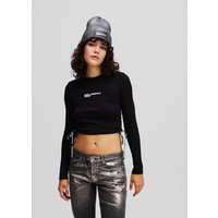 Karl Lagerfeld, Langarm-t-shirt Aus Rippstrick, Frau, Schwarz, Größe: XS Karl Lagerfeld, Langarm-t-shirt Aus Rippstrick, Frau, Schwarz, Größe: XS von Karl Lagerfeld
