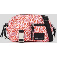 Karl Lagerfeld, Monogramm-umhängetasche Aus Nylon Im Utility-stil, Frau, Roter All-Over-Monogramm-Druck, Größe: One size von Karl Lagerfeld