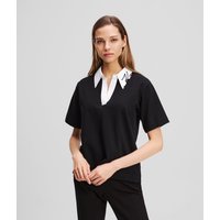 Karl Lagerfeld, Poloshirt Mit Signatur-logo, Frau, Schwarz, Größe: XS Karl Lagerfeld, Poloshirt Mit Signatur-logo, Frau, Schwarz, Größe: XS von Karl Lagerfeld