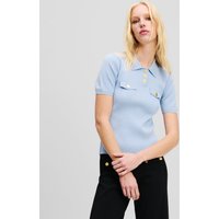 Karl Lagerfeld, Poloshirt Mit Knopfdetail, Frau, Kentucky Blau, Größe: XS von Karl Lagerfeld