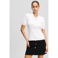 Karl Lagerfeld, Poloshirt Mit Knopfdetail, Frau, Weiss, Größe: XS von Karl Lagerfeld