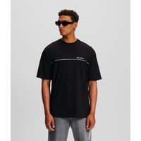 Karl Lagerfeld, Reflektierendes T-shirt Mit Paspelierung, Mann, Schwarz, Größe: XS von Karl Lagerfeld