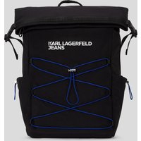 Karl Lagerfeld, Roll-top-rucksack Mit Kordelzug Im Utility-stil, Mann, Schwarz, Größe: One size von Karl Lagerfeld