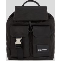 Karl Lagerfeld, Rucksack Aus Beschichtetem Denim Im Utility-stil, Frau, Beschichtetes schwarzes Denim, Größe: One size von Karl Lagerfeld
