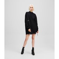 Karl Lagerfeld, Sweat-kleid Mit Spitzendetails, Frau, Schwarz, Größe: XS von Karl Lagerfeld