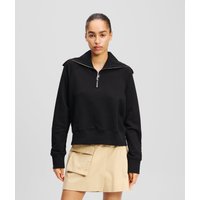 Karl Lagerfeld, Sweatshirt Mit Halblangem Reissverschluss, Frau, Schwarz, Größe: XS Karl Lagerfeld, Sweatshirt Mit Halblangem Reissverschluss, Frau, Schwarz, Größe: XS von Karl Lagerfeld