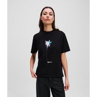 Karl Lagerfeld, T-shirt Mit Blumenprint, Frau, Schwarz, Größe: XS von Karl Lagerfeld