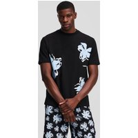 Karl Lagerfeld, T-shirt Mit Blumenprint, Mann, Schwarz, Größe: XS Karl Lagerfeld, T-shirt Mit Blumenprint, Mann, Schwarz, Größe: XS von Karl Lagerfeld