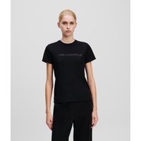 Karl Lagerfeld, T-shirt Mit Glitzerndem Logo, Frau, Schwarz, Größe: XS Karl Lagerfeld, T-shirt Mit Glitzerndem Logo, Frau, Schwarz, Größe: XS von Karl Lagerfeld