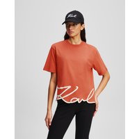 Karl Lagerfeld, T-shirt Mit Signatur-saum, Frau, Zinnober, Größe: XS Karl Lagerfeld, T-shirt Mit Signatur-saum, Frau, Zinnober, Größe: XS von Karl Lagerfeld