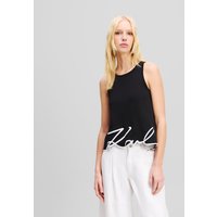 Karl Lagerfeld, Tanktop Mit Signature-stickerei Am Saum, Frau, Schwarz, Größe: XS Karl Lagerfeld, Tanktop Mit Signature-stickerei Am Saum, Frau, Schwarz, Größe: XS von Karl Lagerfeld