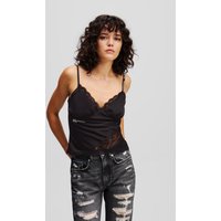 Karl Lagerfeld, Top Aus Satin Und Spitze, Frau, Schwarz, Größe: XS Karl Lagerfeld, Top Aus Satin Und Spitze, Frau, Schwarz, Größe: XS von Karl Lagerfeld