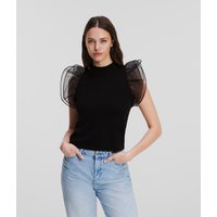 Karl Lagerfeld, Top Mit Puffärmeln, Frau, Schwarz, Größe: XS von Karl Lagerfeld