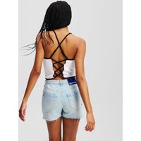 Karl Lagerfeld, Trägertop Mit Paspelierungsdetail, Frau, Weiss, Größe: XS Karl Lagerfeld, Trägertop Mit Paspelierungsdetail, Frau, Weiss, Größe: XS von Karl Lagerfeld