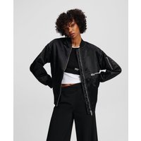 Karl Lagerfeld, Übergrosse Bomberjacke Aus Satin, Frau, Schwarz, Größe: XS von Karl Lagerfeld