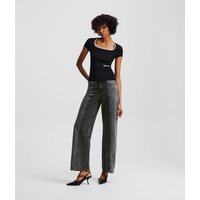 Karl Lagerfeld, Zweifarbige Jeans Mit Legerer Passform Und Mittelhoher Taille, Frau, Washed Black Blocked, Größe: W24 L30 Karl Lagerfeld, Zweifarbige Jeans Mit Legerer Passform Und Mittelhoher Taille, Frau, Washed Black Blocked, Größe: W24 L30 von Karl Lagerfeld
