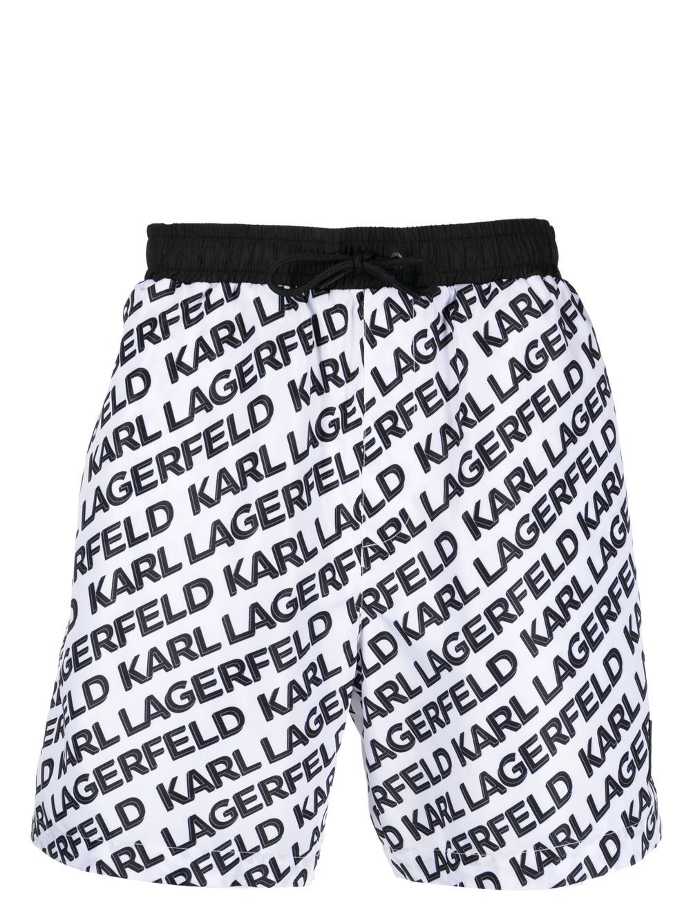 Karl Lagerfeld Badeshorts mit diagonalem Logo-Print - Weiß von Karl Lagerfeld