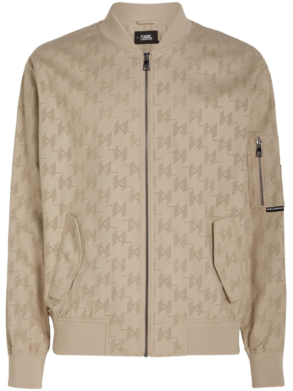 Karl Lagerfeld Bomberjacke mit perforiertem Monogramm - Nude von Karl Lagerfeld