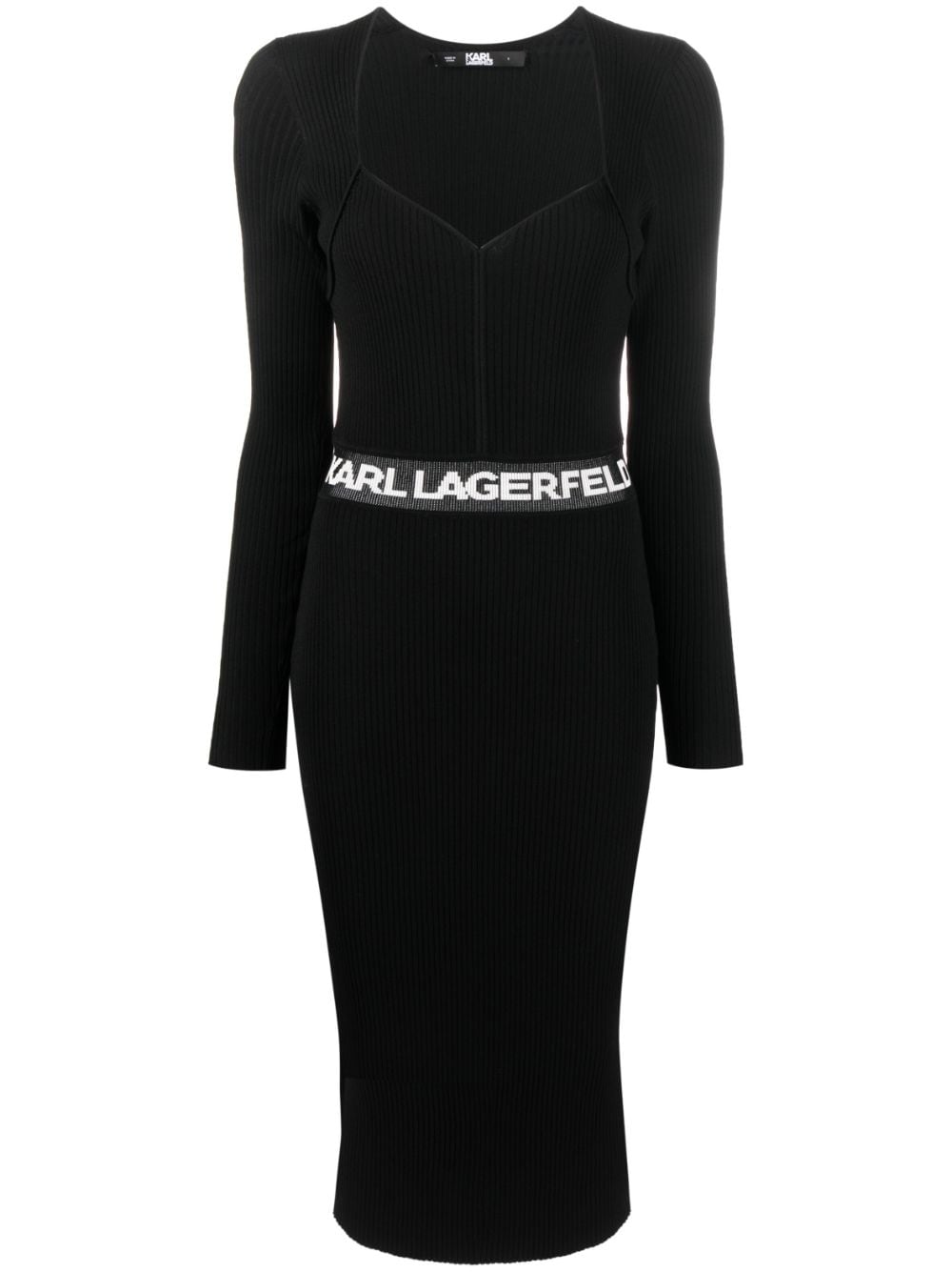 Karl Lagerfeld Geripptes Kleid mit Logo-Print - Schwarz von Karl Lagerfeld