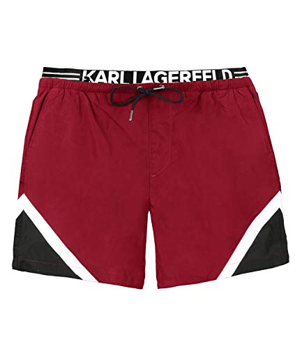 KARL LAGERFELD Herren Badehose Medium Boardshorts Sport KL20MBM05, Farbe:Rot, Wäschegröße:M von KARL LAGERFELD