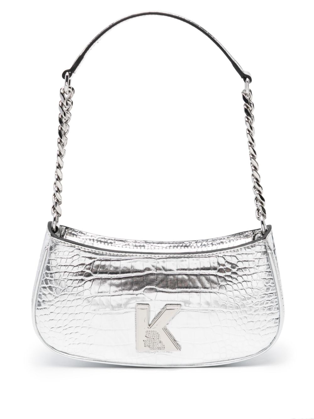 Karl Lagerfeld K/Kameo Schultertasche in Metallic-Optik - Silber von Karl Lagerfeld