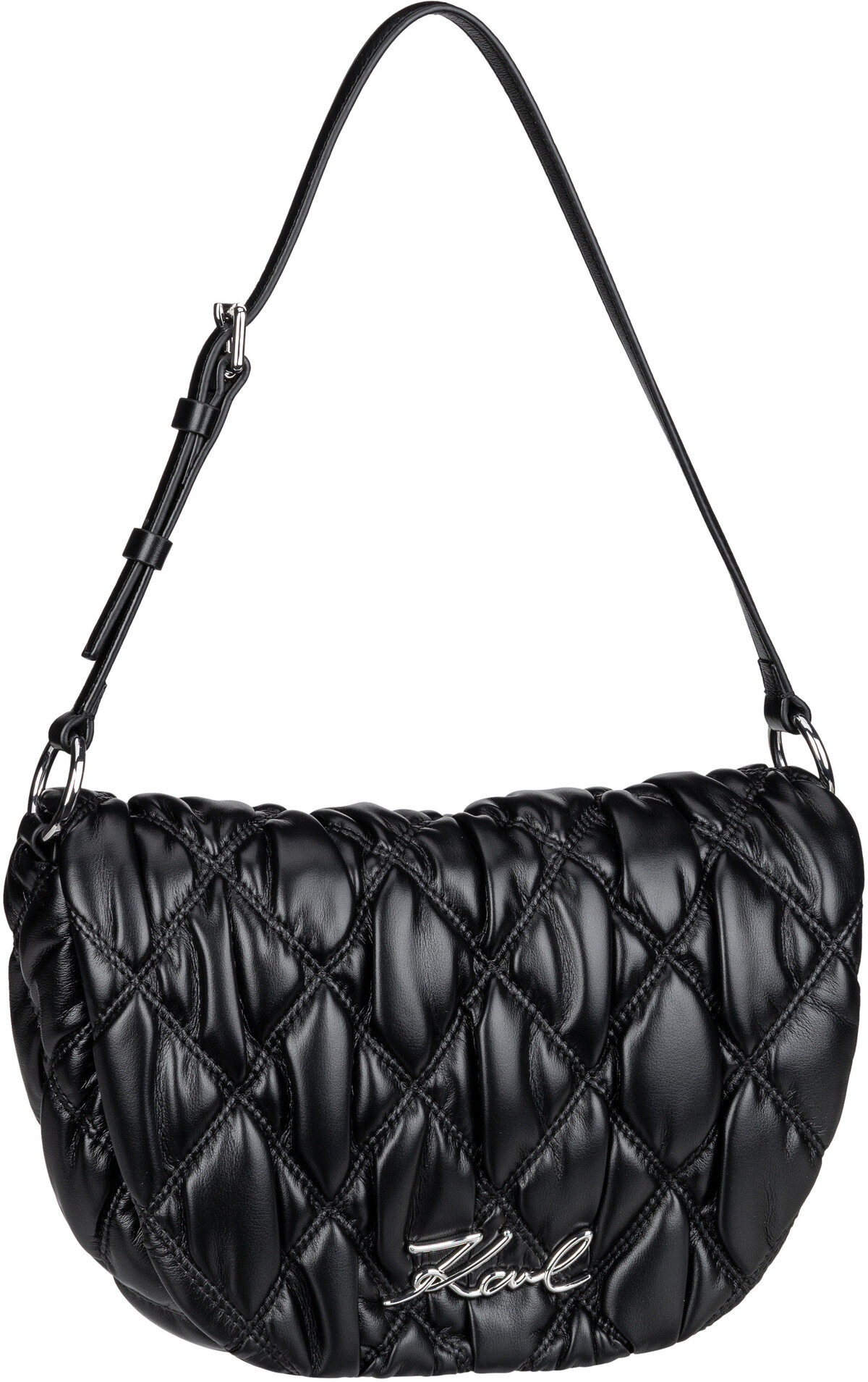 Karl Lagerfeld K/Signature Kuilt Flap SHB  in Schwarz (5 Liter), Schultertasche von Karl Lagerfeld