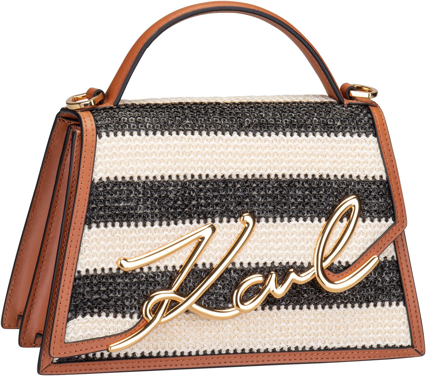 Karl Lagerfeld K/Signature MD CB Raffia 241W3012  in Natural/Sudan Brown (4.7 Liter), Handtasche von Karl Lagerfeld