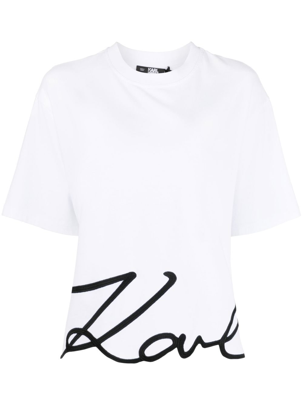 Karl Lagerfeld Signature T-Shirt aus Bio-Baumwolle - Weiß von Karl Lagerfeld