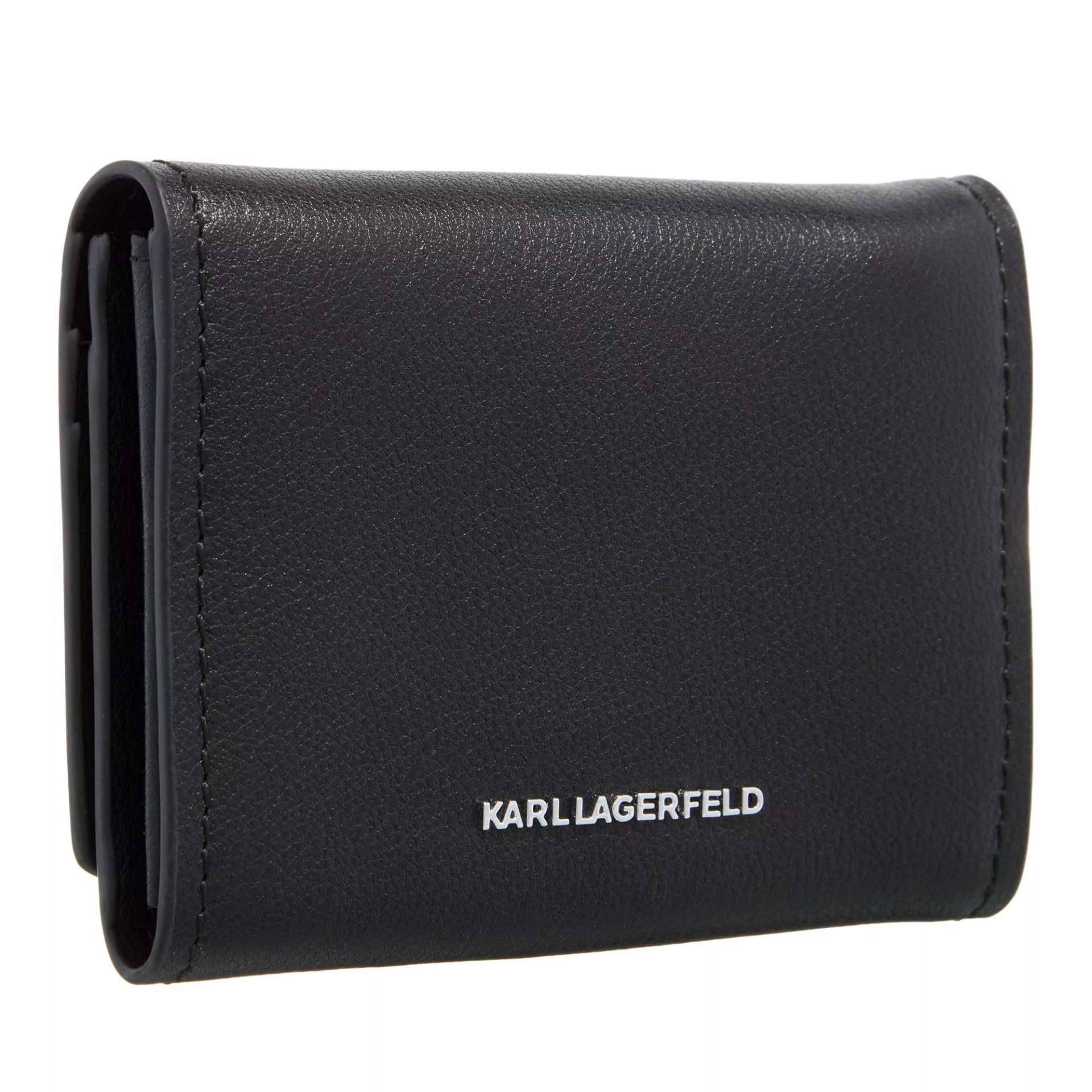 Karl Lagerfeld Portemonnaie - K/Ikonik 2.0 Leather Small Fl - Gr. unisize - in Schwarz - für Damen von Karl Lagerfeld