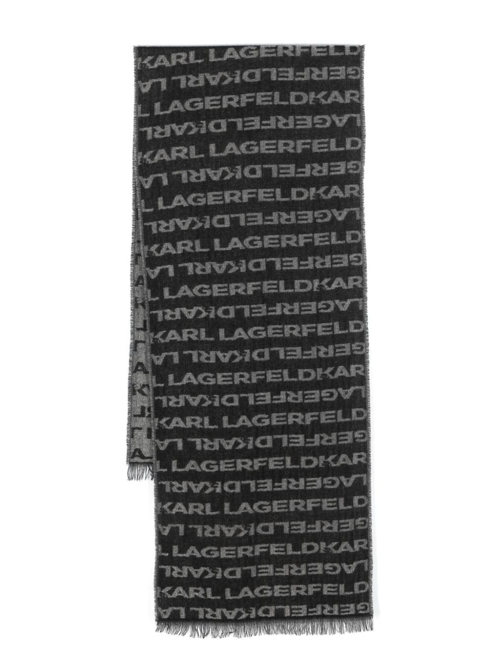 Karl Lagerfeld Schal mit Intarsien-Logo - Schwarz von Karl Lagerfeld