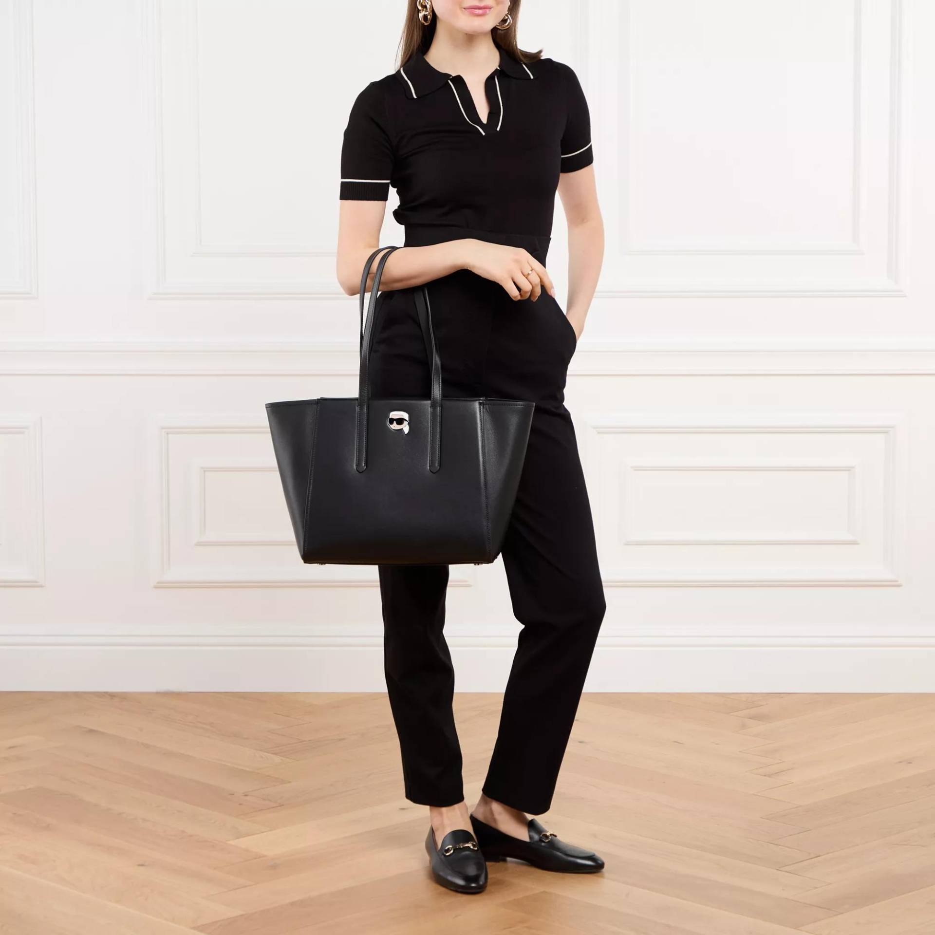 Karl Lagerfeld Shopper - K/Ikonik 2.0 Leather Tote Pin - Gr. unisize - in Schwarz - für Damen von Karl Lagerfeld