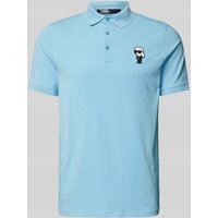 Karl Lagerfeld Slim Fit Poloshirt mit Label-Patch in Hellblau, Größe XXL von Karl Lagerfeld