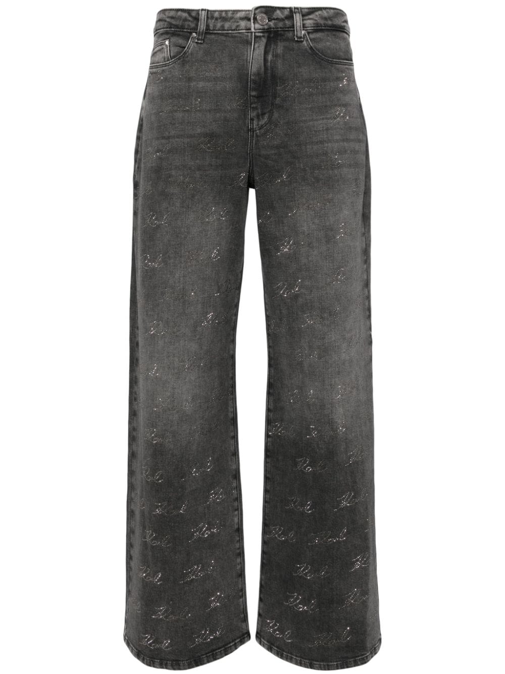 Karl Lagerfeld Sparkle Jeans mit weitem Bein - Schwarz von Karl Lagerfeld