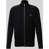 Karl Lagerfeld Strickjacke mit Label-Patch in Black, Größe XXL von Karl Lagerfeld