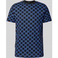 Karl Lagerfeld T-Shirt mit Allover-Label-Print in Royal, Größe XL von Karl Lagerfeld