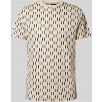 Karl Lagerfeld T-Shirt mit Allover-Label-Print in Sand, Größe M von Karl Lagerfeld