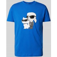 Karl Lagerfeld T-Shirt mit Motiv- und Label-Print in Royal, Größe L von Karl Lagerfeld