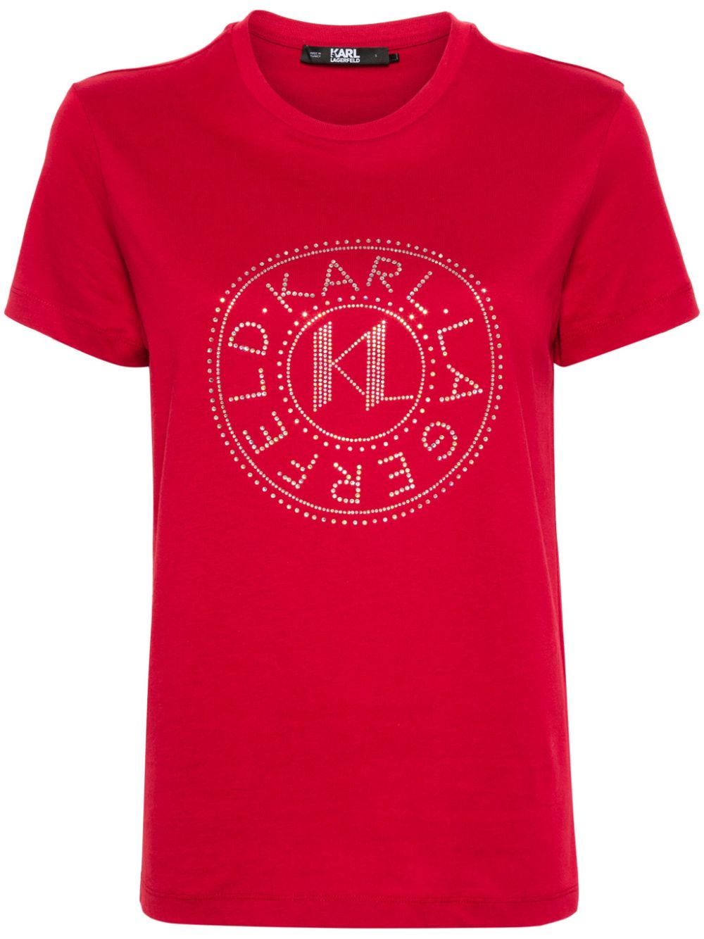 Karl Lagerfeld T-Shirt mit Strass-Logo - Rot von Karl Lagerfeld