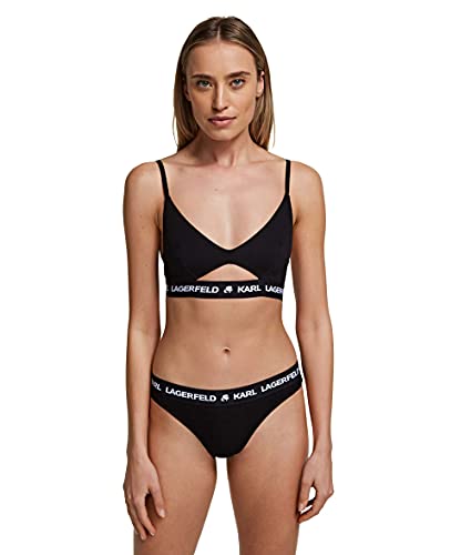 KARL LAGERFELD Damen Karl Lagerfeld Damen Logo Guckloch-Bh, Schwarz, L von KARL LAGERFELD