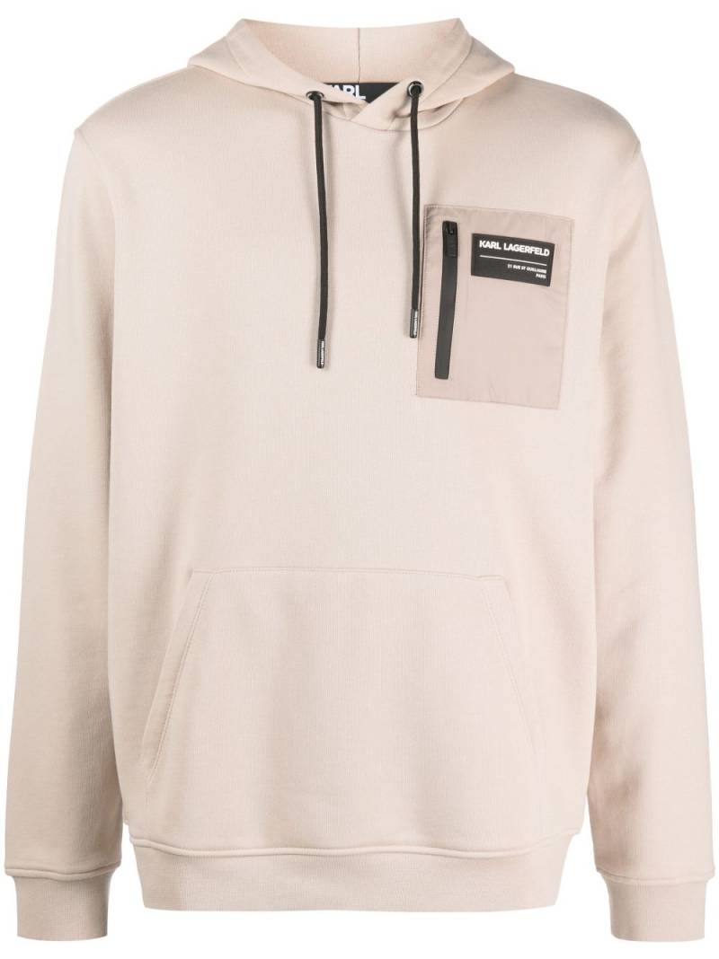 Karl Lagerfeld Hoodie mit Logo-Patch - Nude von Karl Lagerfeld