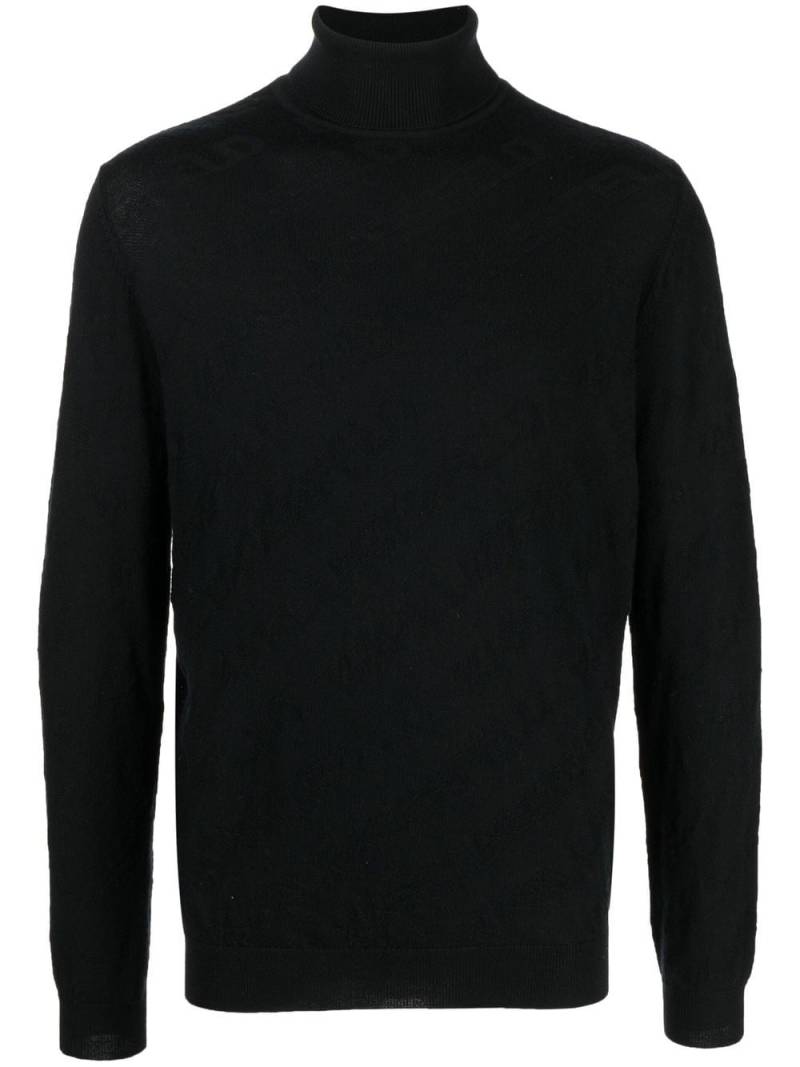 Karl Lagerfeld Intarsien-Pullover mit Logo - Schwarz von Karl Lagerfeld