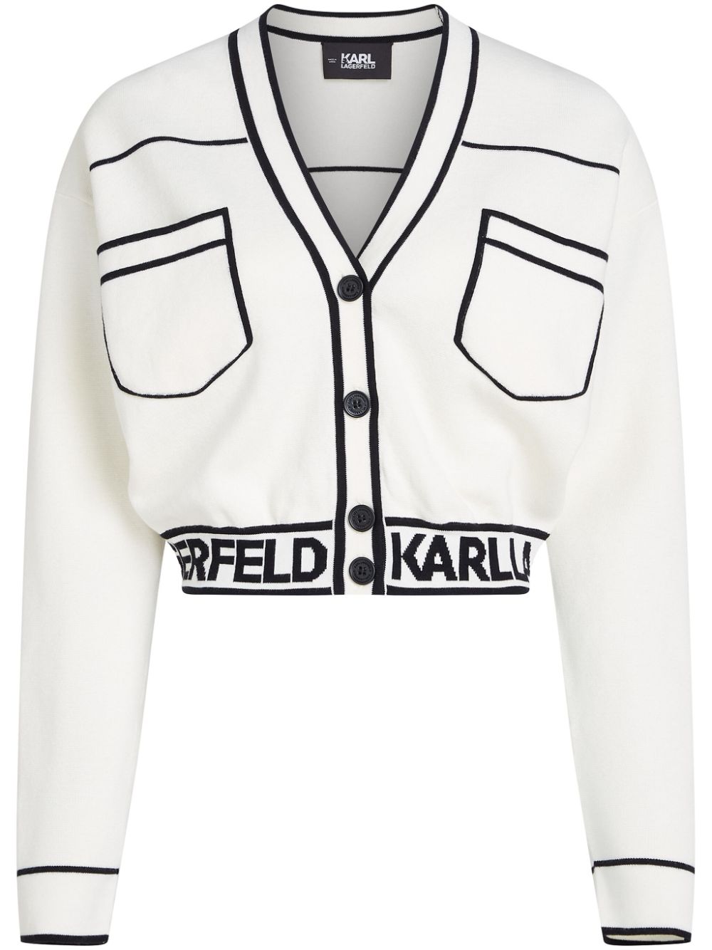 Karl Lagerfeld Cardigan mit Kontrastdetails - Weiß von Karl Lagerfeld