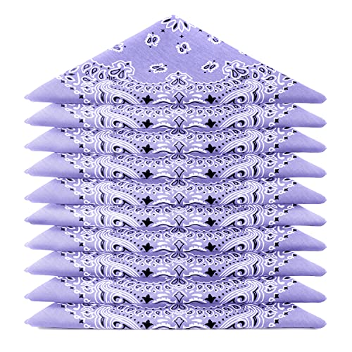 Karl Loven BANDANA 10 Stück Flieder - Paisley Mandala Muster - 100% Baumwolle TÜV geprüft - Dicker Stoff - 20 Exklusivfarben von Karl Loven