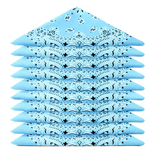 Karl Loven BANDANA 20 Stück Himmelblau - Paisley Mandala Muster - 100% Baumwolle TÜV geprüft - Dicker Stoff - 20 Exklusivfarben von Karl Loven