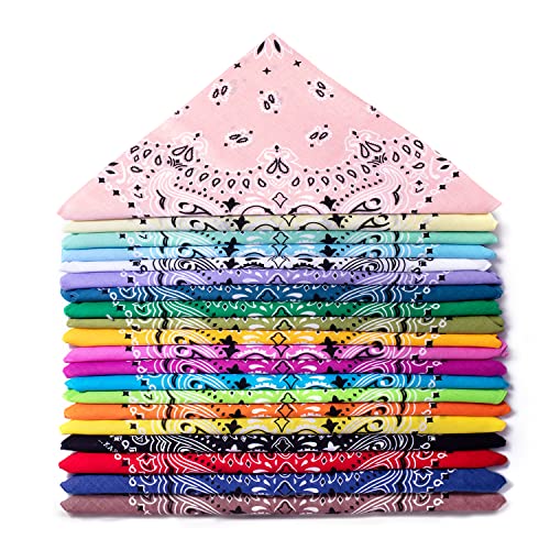 Karl Loven BANDANA 20 Stück Mehrfarbig - Paisley Mandala Muster - 100% Baumwolle TÜV geprüft - Dicker Stoff - 20 Exklusivfarben von Karl Loven
