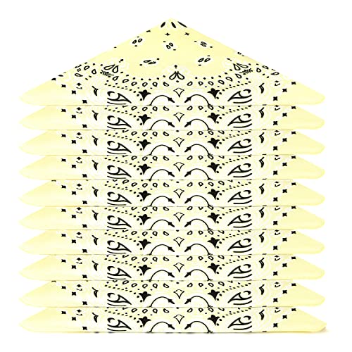 Karl Loven BANDANA 5 Stück Pastellgelb - Paisley Mandala Muster - 100% Baumwolle TÜV geprüft - Dicker Stoff - 20 Exklusivfarben von Karl Loven