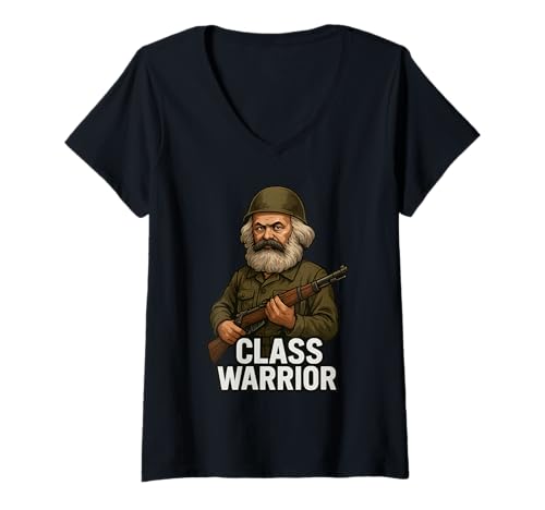 Damen Karl Marx - Klassenkrieger - Klassenkrieg - Kommunismus T-Shirt mit V-Ausschnitt Damen Karl Marx - Klassenkrieger - Klassenkrieg - Kommunismus T-Shirt mit V-Ausschnitt von Karl Marx Shirt & Co.