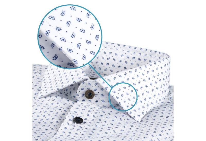 Karl Mommoo Businesshemd KARL MOMMOO weiß/blau – Baumwolle, Modern Fit Handgefertigt in Italien von Karl Mommoo